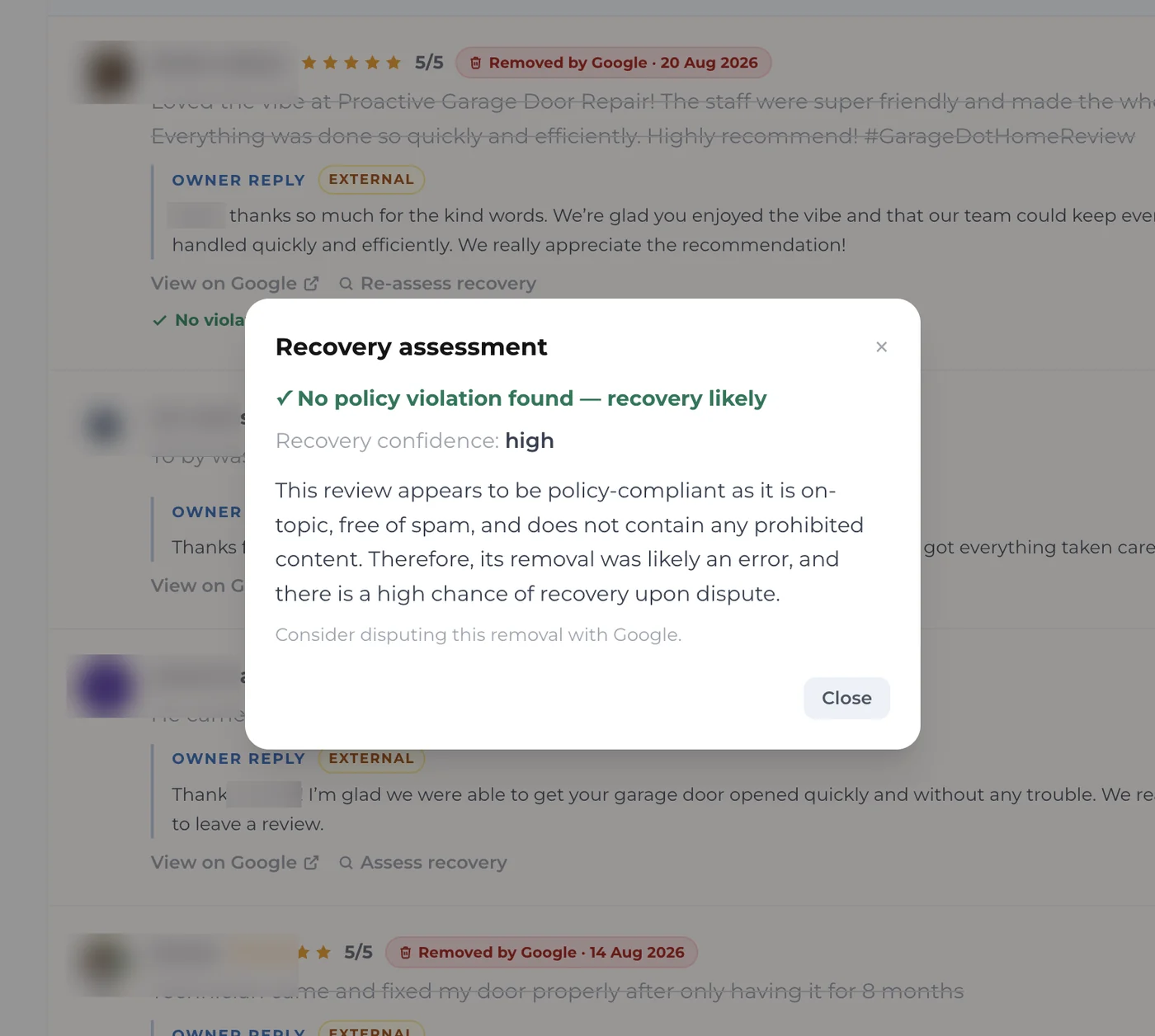 Review management in GBP Manager